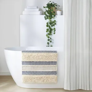 INK+IVY Asher Woven Texture Stripe Bath Rug