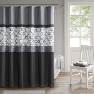 510 Design Donnell Embroidered and Pieced Shower Curtain