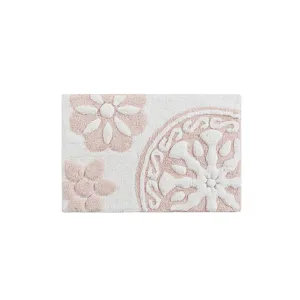 Casablanca Medallion Cotton Tufted Bath Rug - Pink