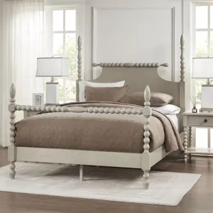 Beckett Queen Turned Wood Spindle Bed - Antique Cream