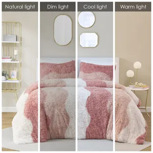 Cassie Twin/Twin XL Ombre Shaggy Faux Fur Comforter Set - Blush Multi