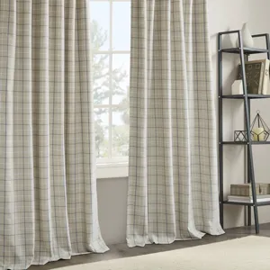 Madison Park Anaheim Plaid Rod Pocket and Back Tab Curtain Panel with Fleece Lining