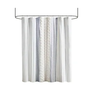 INK+IVY Imani Cotton Printed Shower Curtain with Chenille