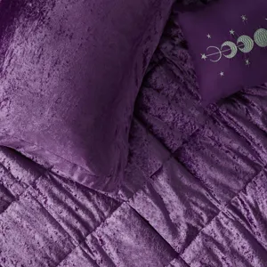 Felicia King/California King Velvet Comforter Set with Throw Pillow - Purple