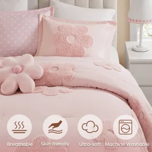 Urban Habitat Kids Gracie Floral Reversible Tufted Chenille Comforter Set with Flower Throw Pillow