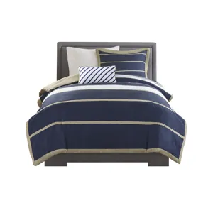 Ashton Twin/Twin XL Duvet Cover Set - Khaki/Navy