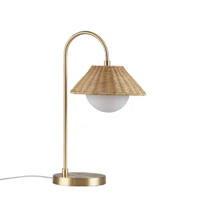 Laguna Rattan Weave Shade Table Lamp - Gold/Natural