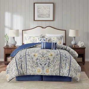 Harbor House Blue Livia 6 Piece Cotton Comforter Set