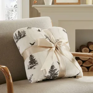 Woolrich Print Plush to Sherpa Heated Throw