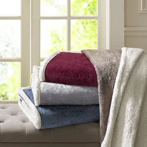 Elma Oversized Textured Plush Throw - Tan