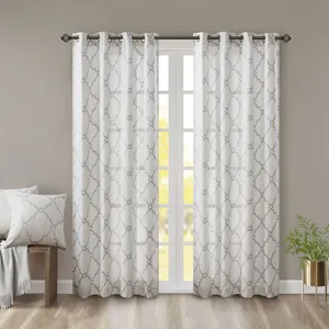 Madison Park Saratoga Fretwork Print Grommet Top Window Curtain Panel