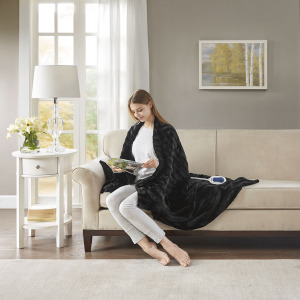Beautyrest Heated Duke Faux Fur Heated Throw