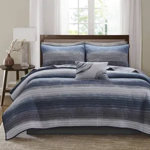 Madison Park Essentials Saben Quilt Set with Cotton Bed Sheets