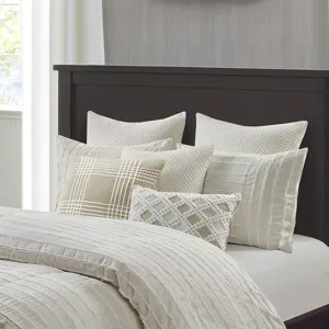 Madison Park Signature Essence Oversized Cotton Clipped Jacquard Comforter Set with Euro Shams and Throw Pillows