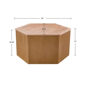 Honey Fluted Hexagon Coffee Table - Natural