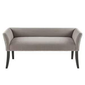 Welburn 49.5\" Upholstered Bench with Back & Wood Legs - Grey