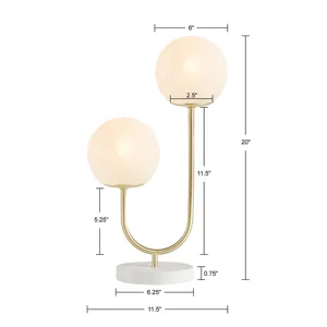 Zusa Metal 2-Light Globe Table Lamp - Gold/White