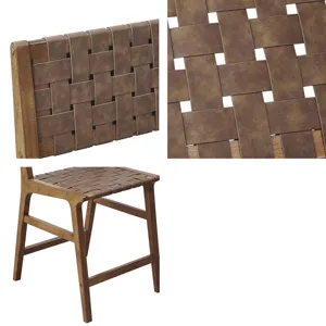 Oslo Faux Leather Woven Counter Stool 24\"H - Brown