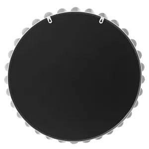 Marlowe Mirror 36\" Large Decorative Round Wall Mirror with Beaded Metal Frame - White