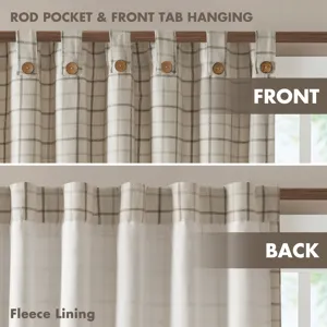 Madison Park Anaheim Plaid Rod Pocket and Back Tab Curtain Panel with Fleece Lining