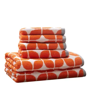 Lita Cotton Jacquard Bath Towel 6 Piece Set - Orange
