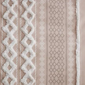 Imani Cotton Printed Curtain Panel with Chenille Stripe and Lining - Blush