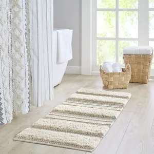 Asher Woven Texture Stripe Bath Rug - Natural