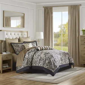 Madison Park Aubrey 12 Piece Comforter Set with Cotton Bed Sheets