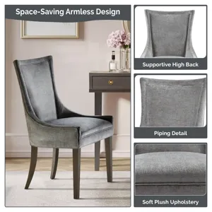 Ultra Ultra Upholstered Dining Side Chairs with wood legs (Set of 2) - Dark Gray