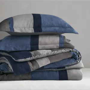 Comfort Spaces Highland Stripe Pieced Faux Suede Comforter Set