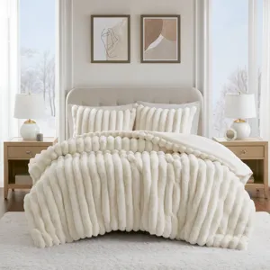 Madison Park Jasmine 3 Piece Faux Fur Comforter Set