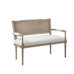 Willshire Willshire Rattan Shield-Back Settee - Beige/ Reclaimed Natural