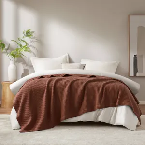 Madison Park Waffle Weave Cotton Blanket