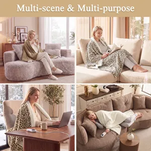 Beautyrest Shawn Heated Sherpa Snuggle Wrap Throw - Leopard