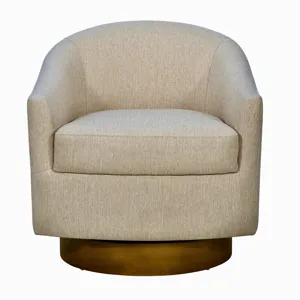 Ashton Upholstered Swivel Chair with Wood Base - Natural