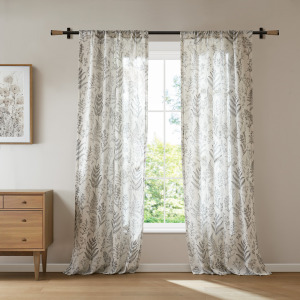 Madison Park Aria Floral Window Panel - Charcoal