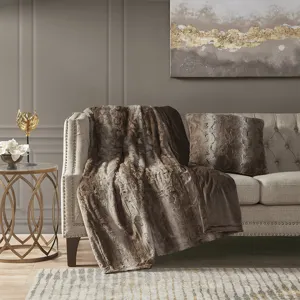 Zuri Faux Fur Square Pillow - Tan