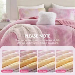 Intelligent Design Cassiopeia Watercolor Tie Dye Printed Quilt Set with Throw Pillow