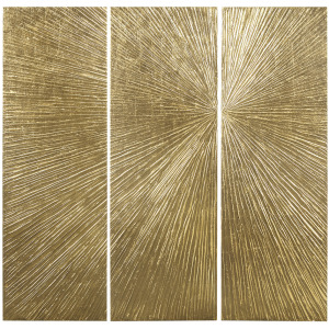 Madison Park Signature Sunburst Hand Painted Triptych 3-piece Dimensional Resin Wall Art Set - Gold