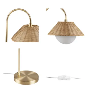Laguna Rattan Weave Shade Table Lamp - Gold/Natural