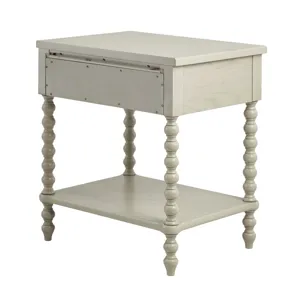 Beckett Turned Wood Spindle Nightstand with Drawer & Shelf - Antique Cream