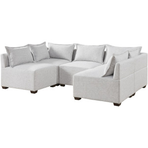 Molly 5-Piece Modular U-Shape Sofa - Silver Grey