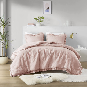 Comfort Spaces Hannah Diamond Quilted Ruffle Edge Comforter Set