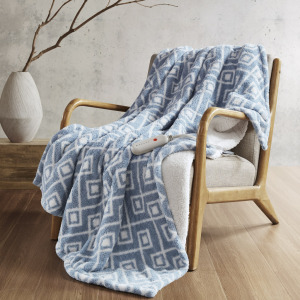 Amira Dream Soft Heated Throw - Blue Geo