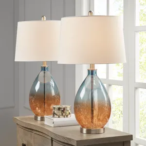 Cortina Ombre Glass Table Lamp, Set of 2 - Blue