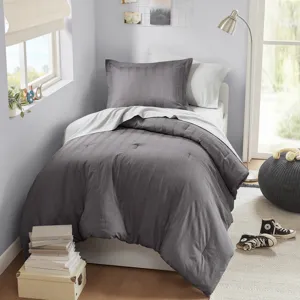 Super Listing Logan Striped Reversible Pintuck Pleated Comforter Set