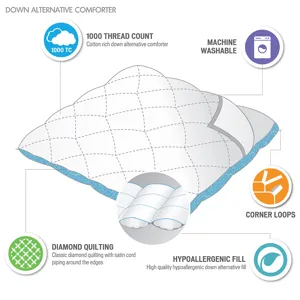 1000 Thread Count Cotton Rich Full/Queen Diamond Quilting Down Alternative Comforter - White