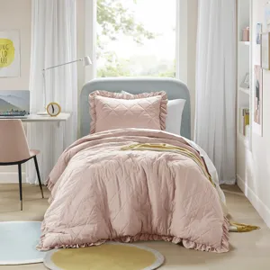 Comfort Spaces Hannah Diamond Quilted Ruffle Edge Comforter Set