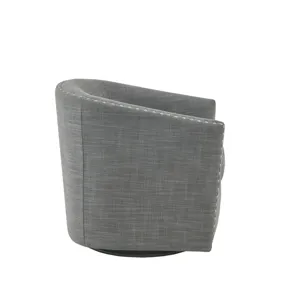 Tyler Upholstered Swivel Barrel Chair with Nailheads - Grey