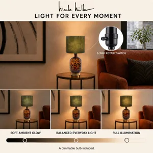 Nicole Miller Roux Midi Leopard Glass Table Lamp
